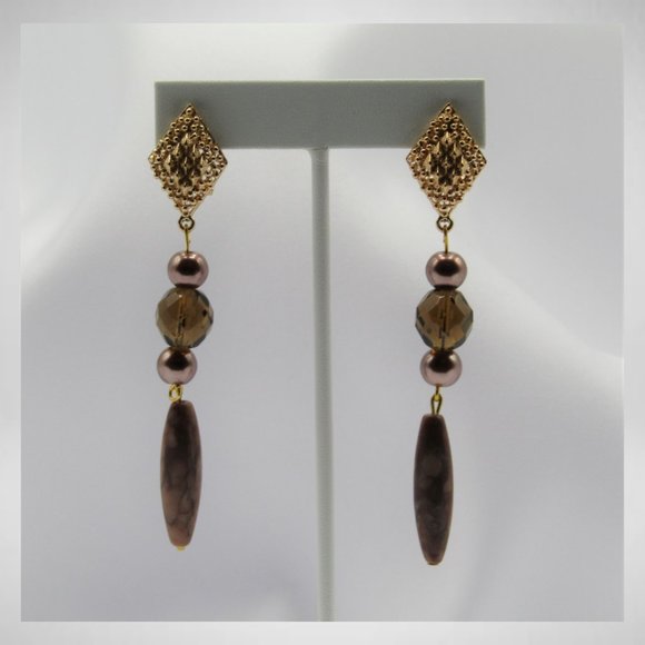 Long Brown Beaded Jewelry Set - Picture 6 of 6